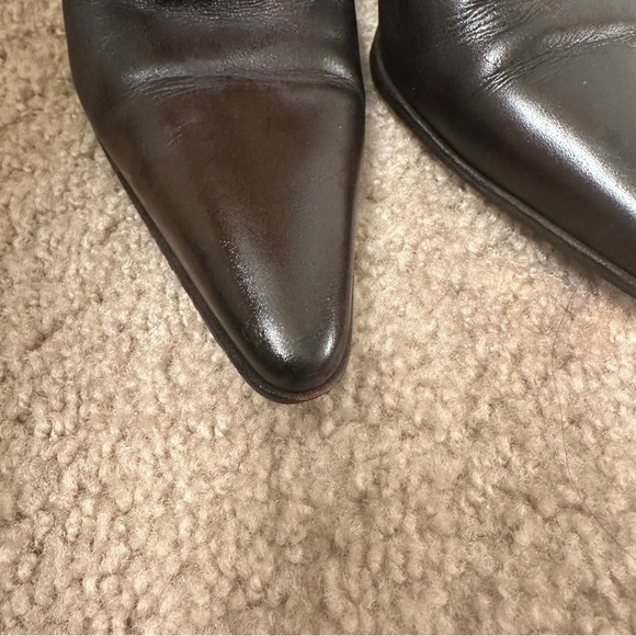 HERMES Brown leather ankle boots in dark brown size 7 - Picture 8 of 12